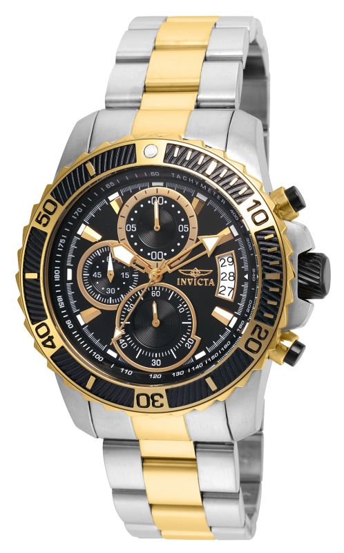 Чоловічий годинник Invicta Pro Diver SCUBA Men's Watch - 45 мм сталь + золото (22418)