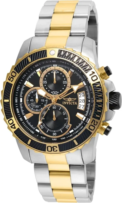 Чоловічий годинник Invicta Pro Diver SCUBA Men's Watch - 45 мм сталь + золото (22418)